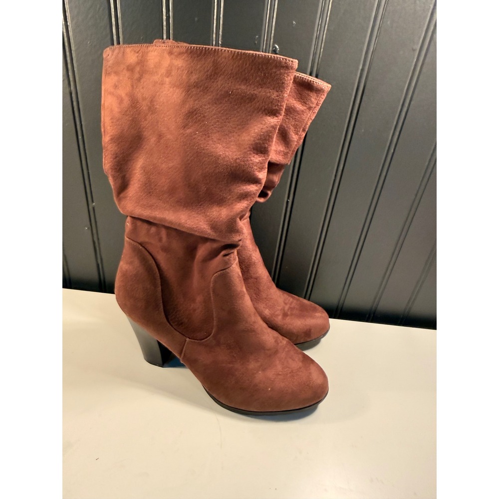 White Mountain Samuelle Rust Brown Slouch Mid Calf Block Heel Boots Womens 9.5 M
